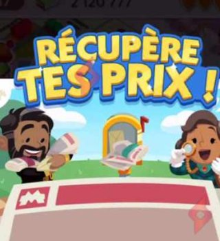 Image Autocollant Gratuit et Cadeaux Récupère Tes Prix sur Monopoly GO