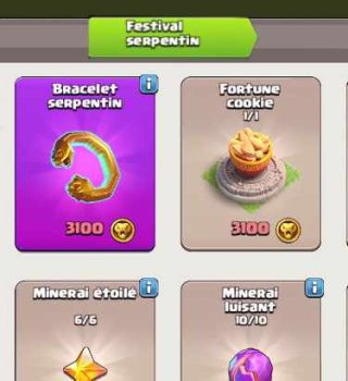 Image Cadeaux Boutique Evénement Festival Serpentin Clash of Clans