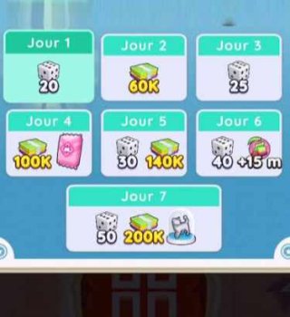 Image Cadeaux Connexion Gratuits sur Monopoly Go