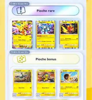 Image Pioche Bonus et Pioche Rare en Masse sur Pokémon TCG Pocket