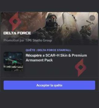 Image Skin SCAR-H et Cadeaux Gratuit Quête Discord Delta Force